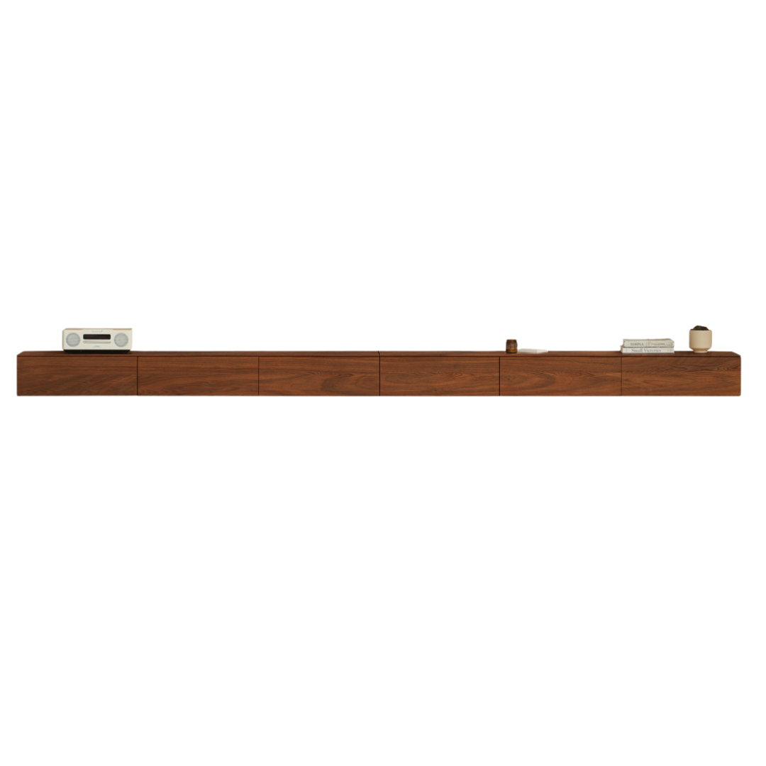 141.7x11.8x8.3 inch/ 360x30x21сm / Rich dark Walnut color / Black Walnut TV Cabinet