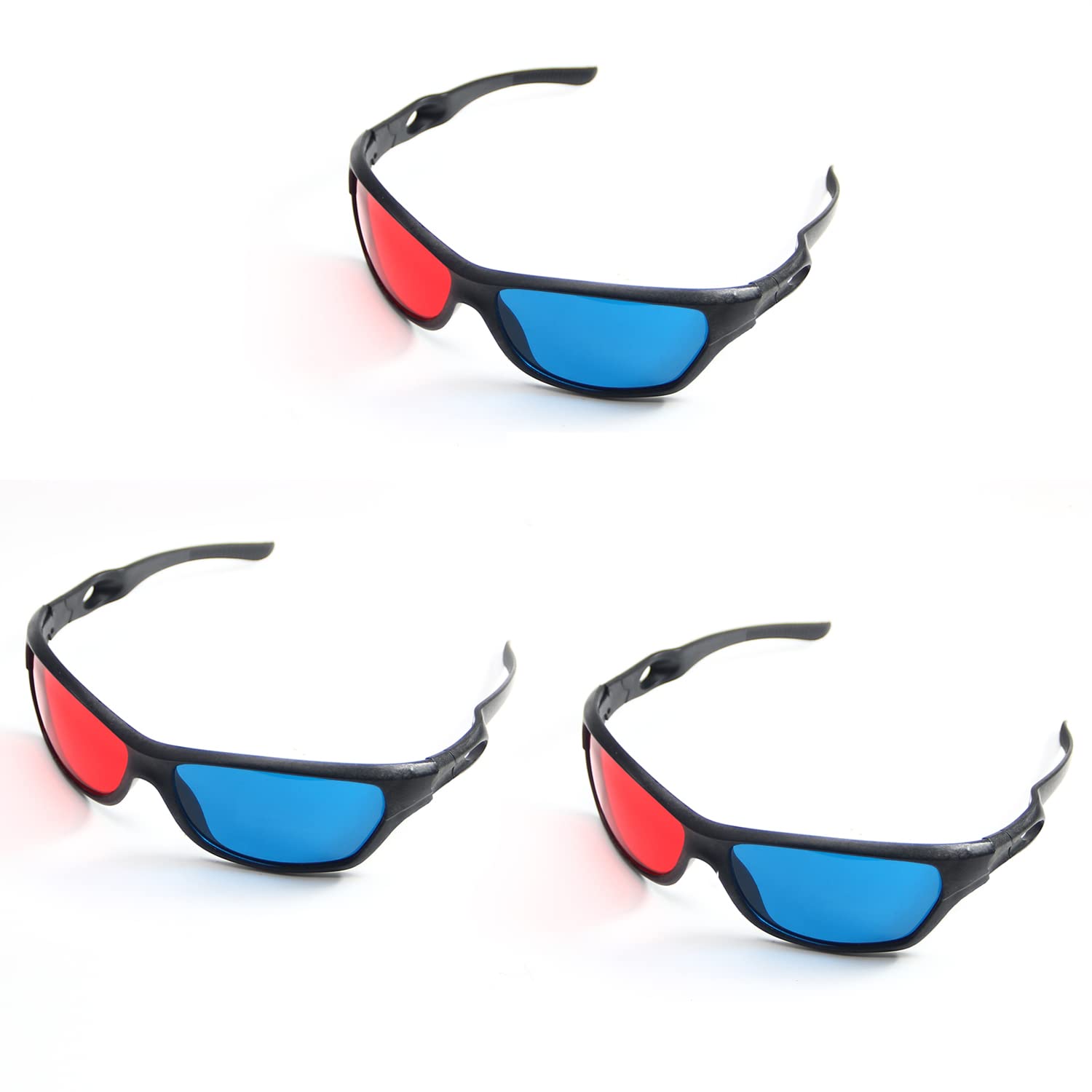 3D Glasses for Movies & Games - 3 Pack Ergonomic Red-Blue 3D Glasses with Foldable Design | Home Theater, Gaming, 3D Movie Night, VR Experiences