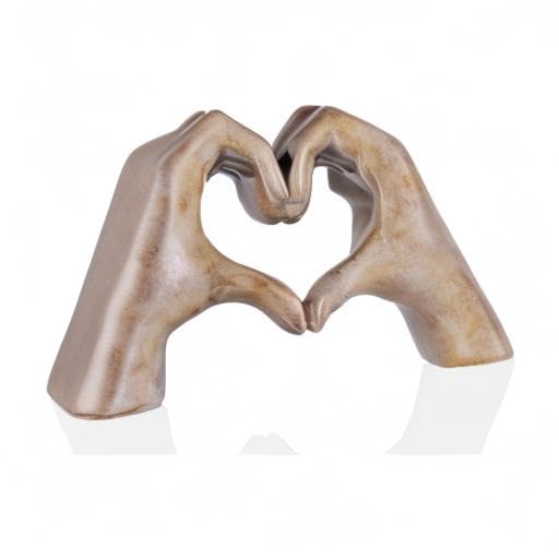 Wooden Heart Hand Sculpture - Home Decor for Shelf & Table - Perfect Gift for Women & Mom