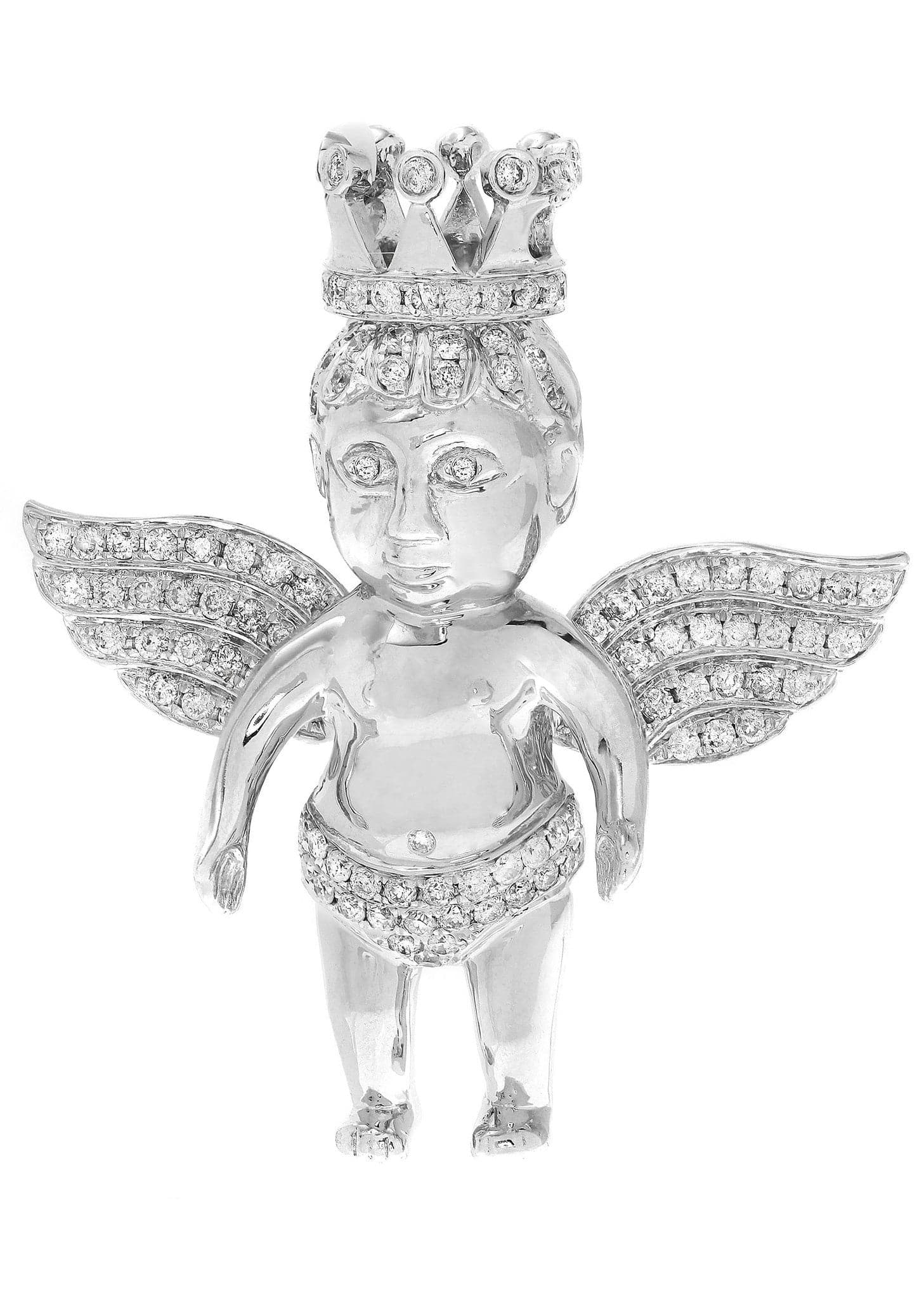 Diamond Angel Pendant Necklace - 21.97 Grams 1.66 Carats White Gold Jewelry - Perfect Gift for Christmas, Birthday & Special Occasions