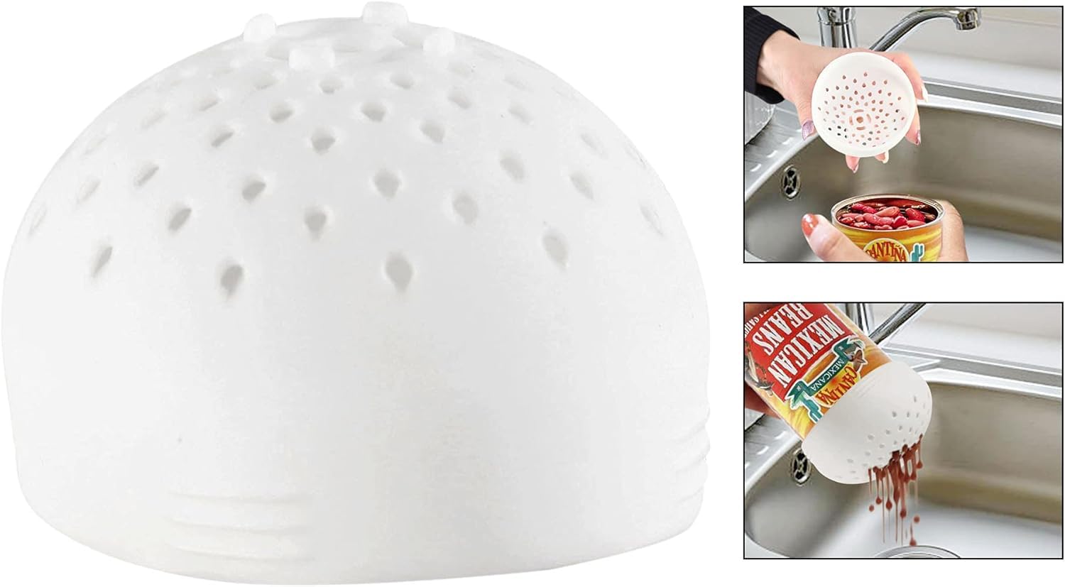Home-X Flexible Silicone Can Colander Strainer - Universal Can Drainer for Canned Fruits, Beans, Vegetables (Fits All Can Sizes) - Durable Kitchen Tool for Draining, Washing & Food Prep - Perfect for Camping, Picnics & Home Cooking