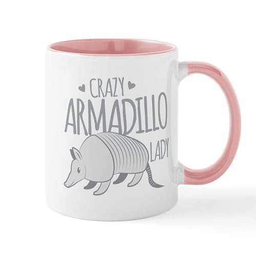 White/Pink Inside - Crazy Armadillo Lady Mugs
