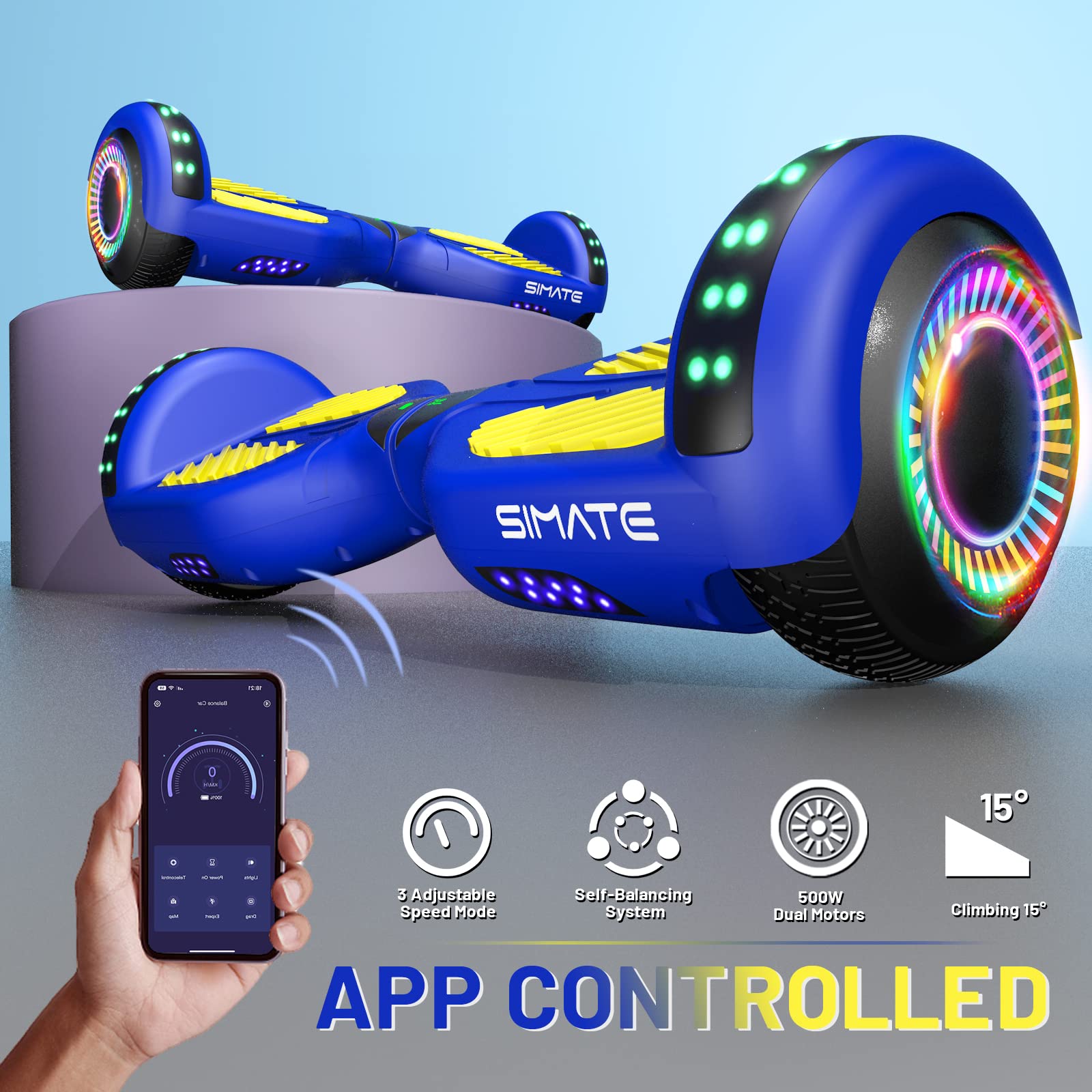 Electric Scooter with Bluetooth Speaker & Colorful LED Lights - Fun Ride for Kids, Adults, Boys & Girls of All Ages | Perfect for Commuting, Outdoor Play & Birthday Gifts
