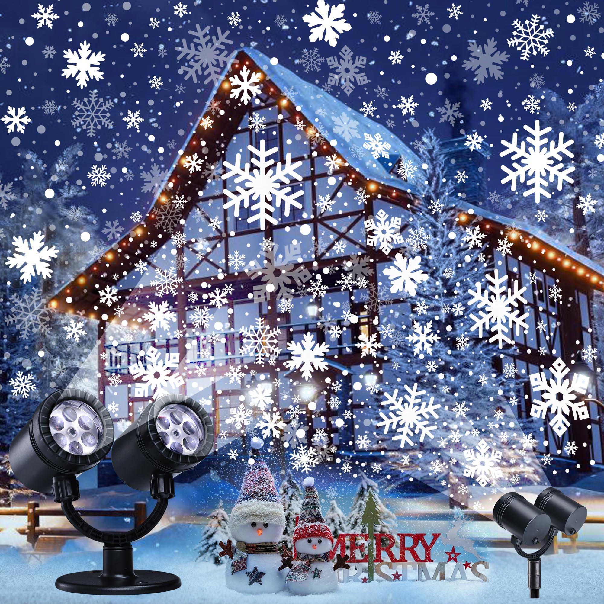 Snowflake Christmas Projector Light - LED Snow Lamp with Timer for Indoor & Outdoor Holiday Decor - Perfect for Home, Yard, and Party Decorations