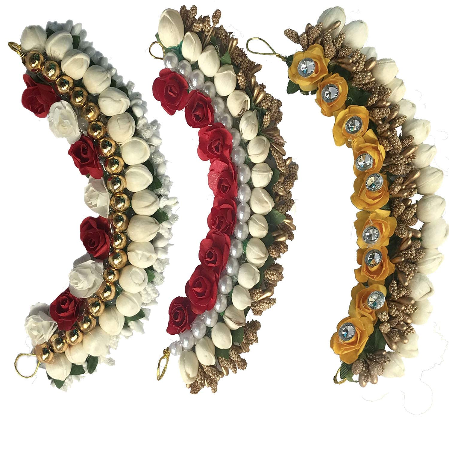 GuruEmbellish Fancy Flower Hair Juda Gajra Tiara Combo - Elegant Multicolor Bridal Hair Accessories for Women & Girls | Perfect for Weddings, Parties & Festive Occasions