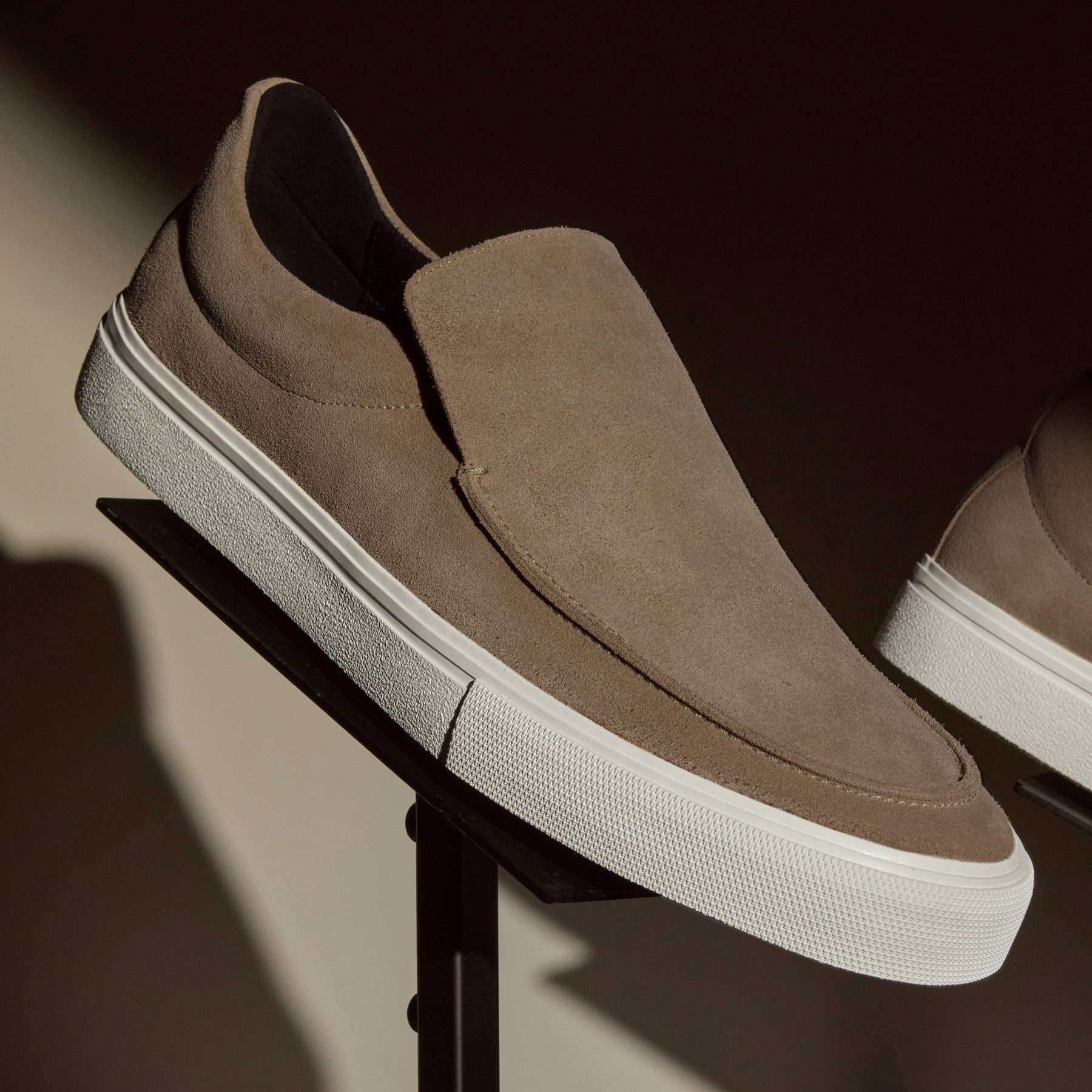 Men's Coastal Suede Slip-On Shoes - Comfortable Cement Color Loafers for Casual Wear, Beach Outings & Relaxing Weekends