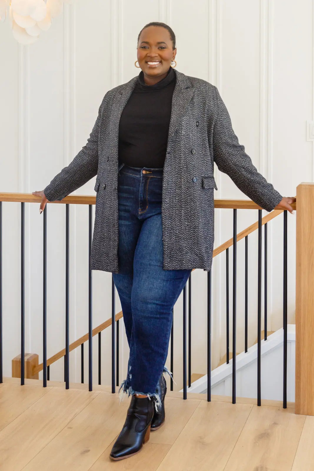 Stylish Black Button Down Blazer Jacket for Women | Office Wear & Business Casual Outfits | Perfect for Work, Meetings & Professional Events