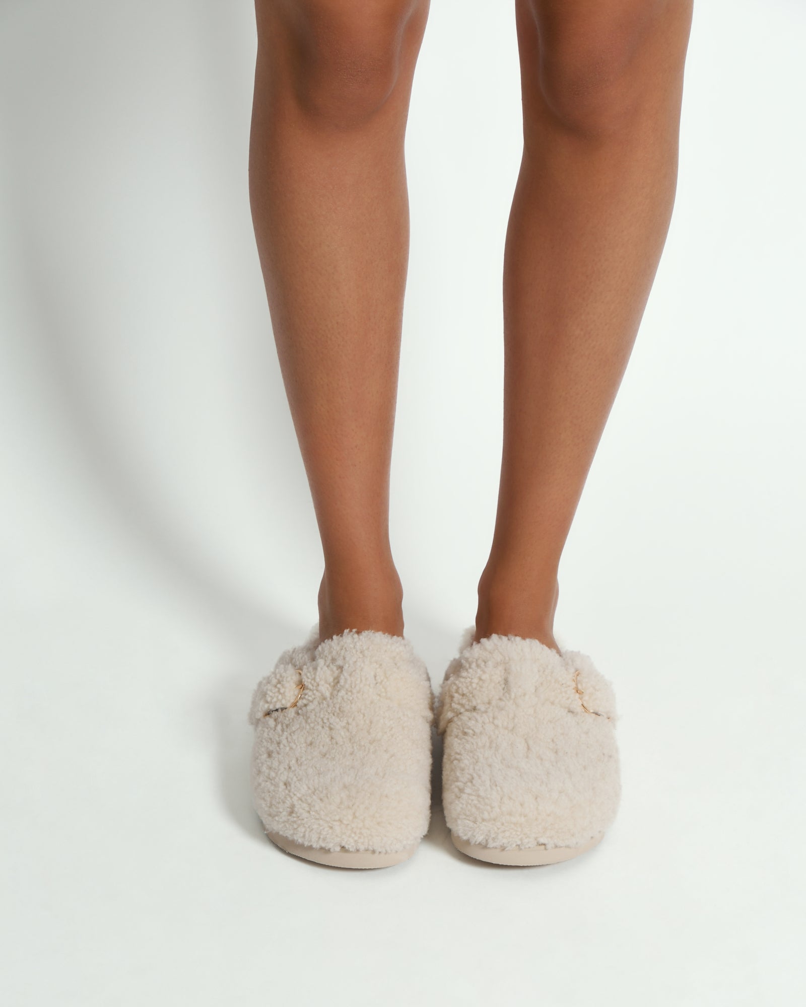 JUNIE Women's Casual Flats - Cream Shearling Lined Comfortable Slip-On Shoes for Walking, Work & Everyday Wear