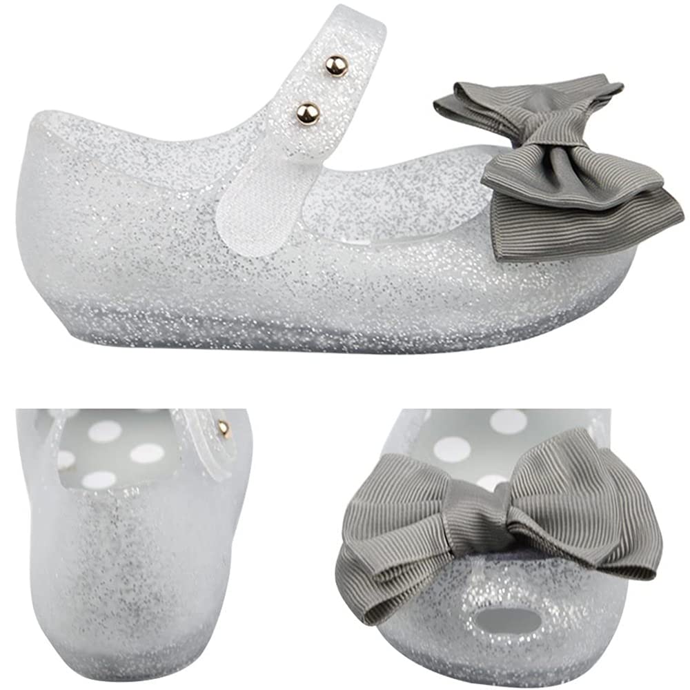 iFANS Girls Princess Mary Jane Jelly Shoes with Bow - Toddler & Little Kids Flats for Party, School & Special Occasions