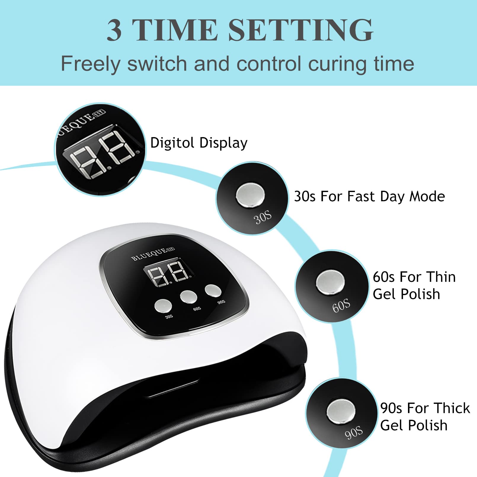 BIGBEAR 48W UV LED Nail Lamp for Gel Polish - Fast Drying Nail Light with Auto Sensor & Timer, Portable Nail Dryer for Fingernails & Toenails | Perfect for Home Manicures, Salon Professionals & DIY Nail Art Enthusiasts