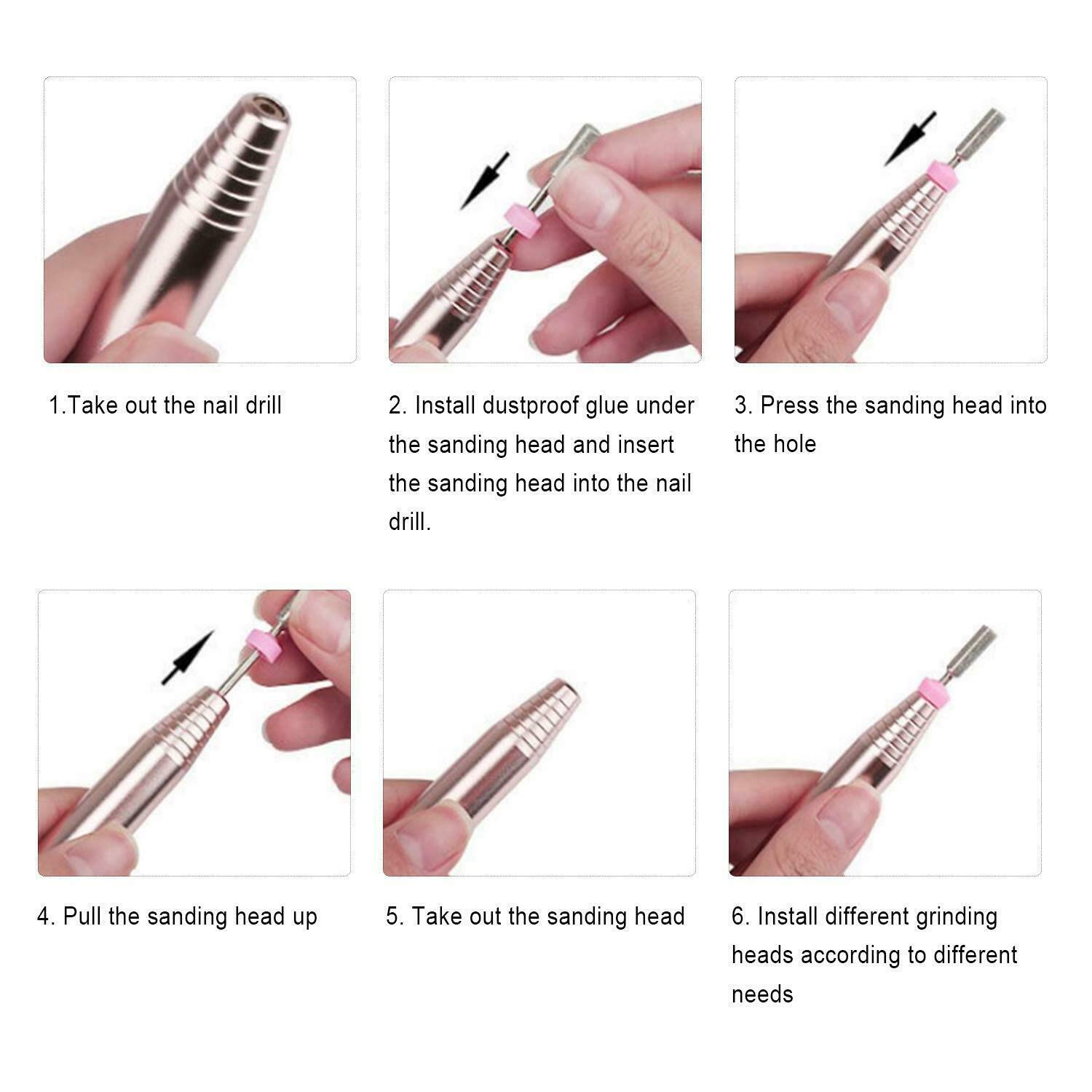 Professional Electric Nail Drill Kit - 12 in 1 Portable Manicure & Pedicure Machine with 12 Nail Art Tips, Builder Brush & Painting Brush | Perfect for Home Salon, Nail Art DIY & Professional Nail Care