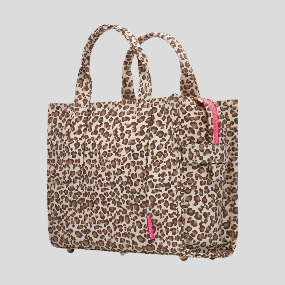Stylish Small Bon Vivant Structured Tote Bag - Leopard Print & Neon Pink - Perfect for Work, Travel & Everyday Use