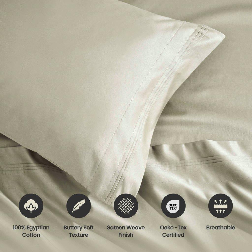 Premium 1500 Thread Count Egyptian Cotton Sheet Set - Eco-Friendly, Breathable & Hypoallergenic - Perfect for Luxury Bedding & Hot Sleepers