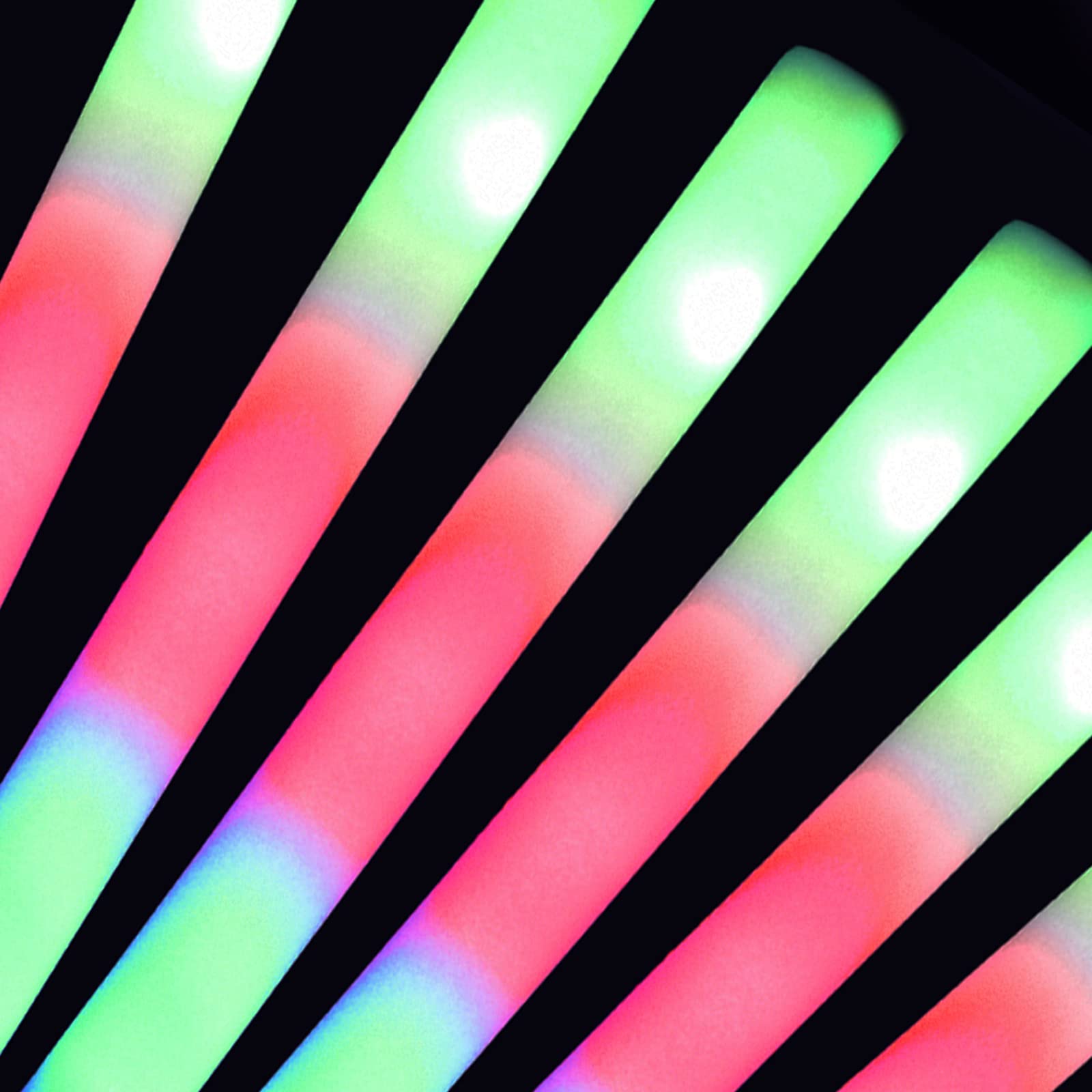 100 LED Foam Glow Sticks - Party Light Batons for Weddings, Birthdays, DJ Events, Concerts & Festivals | 3 Color Modes (Red/Green/Blue) | Perfect for Night Parties, Raves, Dance Performances & Celebrations