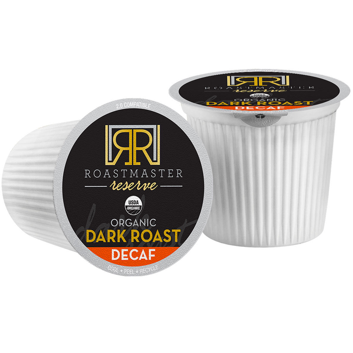 Organic Dark Roast Decaf Coffee Pods - Roastmaster Reserve - 20 Count - Compatible with Keurig 2.0 - Perfect for Home & Office Use