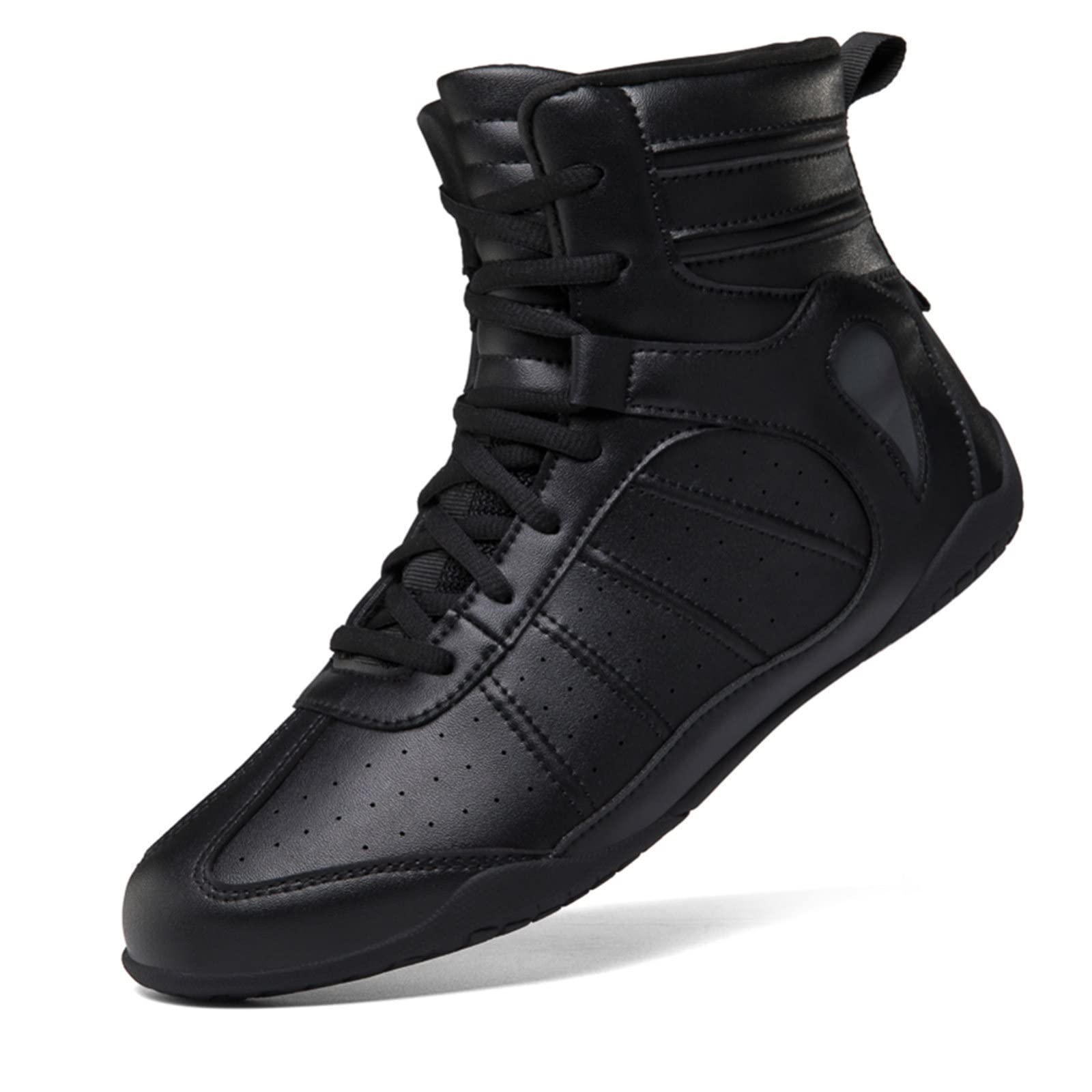 EMDPBD Professional Boxing & Wrestling Shoes for Men - Breathable Combat Training Boots with Rubber Sole - Black Size 10 | Perfect for MMA, Boxing, Wrestling & Gym Workouts