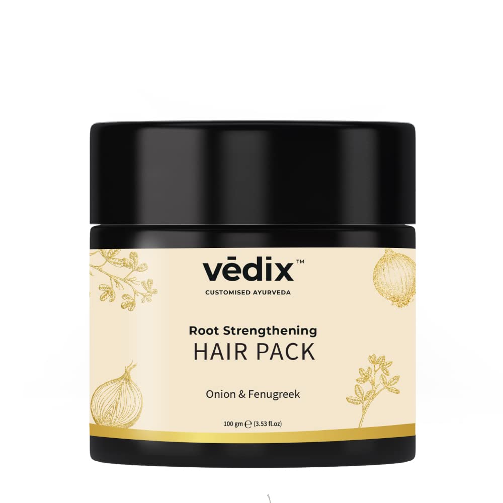 Vedix Ayurvedic Hair Growth Pack with Onion & Fenugreek Powder - Customized Root Strengthening Treatment for Stronger, Thicker Hair - 100g | Best for Dry, Damaged Hair & Scalp Care