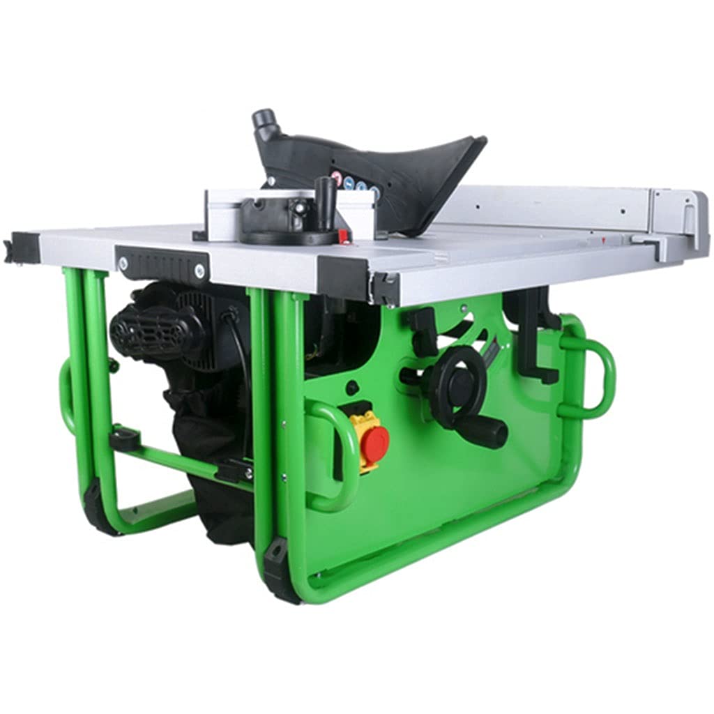 2200W Professional Woodworking Table Saw - 255mm Blade Diameter for Precise Board Cutting (Green, 70x70x31cm) - Perfect for DIY Projects, Carpentry & Home Renovations