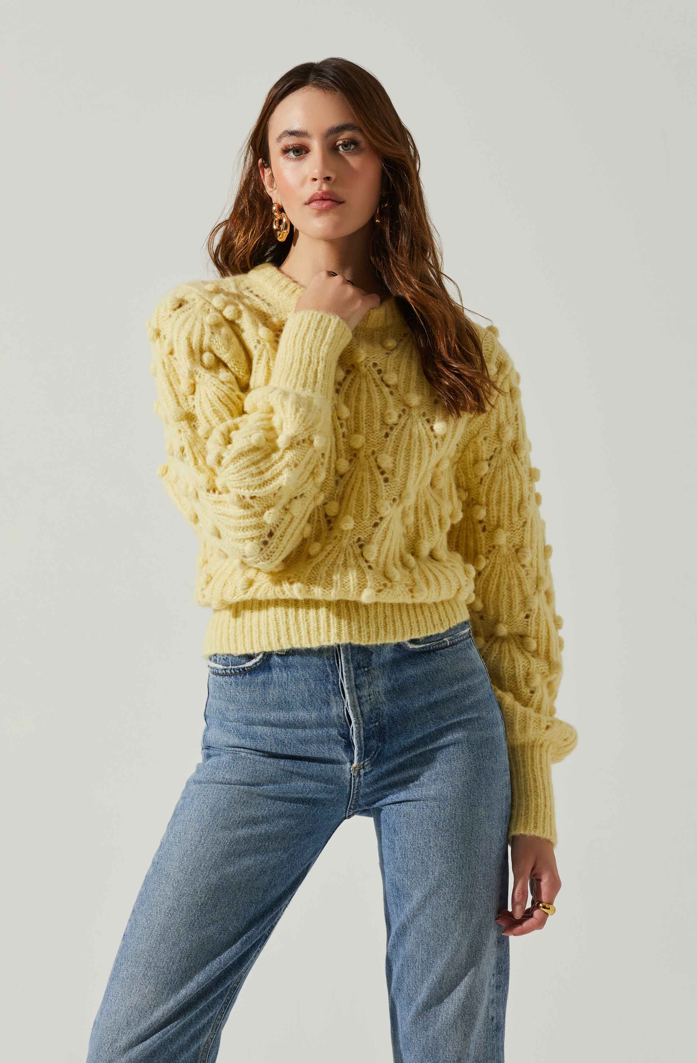 Lexi Women's Pom Pom Embellished Knit Sweater - Cozy Winter Pullover for Casual Outings & Holiday Parties