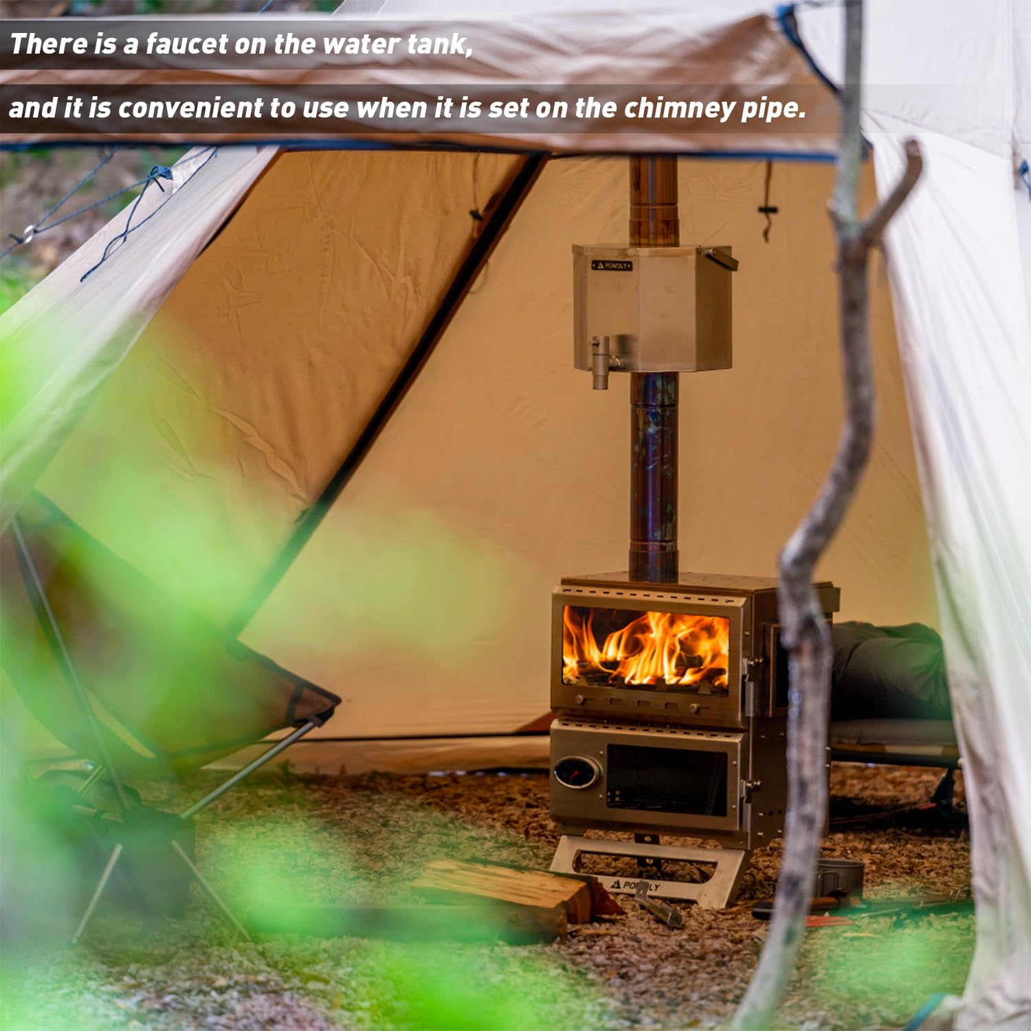 Portable Stainless Steel Water Tank for Camping Tent Stove - 7cm/2.76in Chimney Pipe Diameter - Perfect for Outdoor Heating & Hot Water Supply in Wilderness Camping, Hiking, and Survival Situations