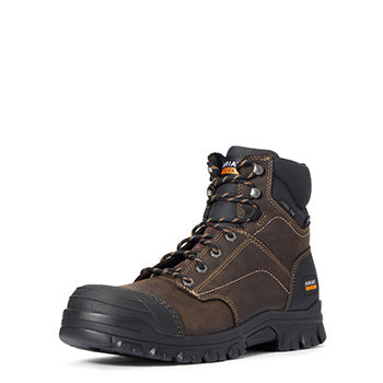 Ariat Men's Treadfast 6 Steel Toe Work Boots - Brown Leather Safety Shoes for Construction, Warehouse & Outdoor Work - Comfortable & Durable Work Boots for Men