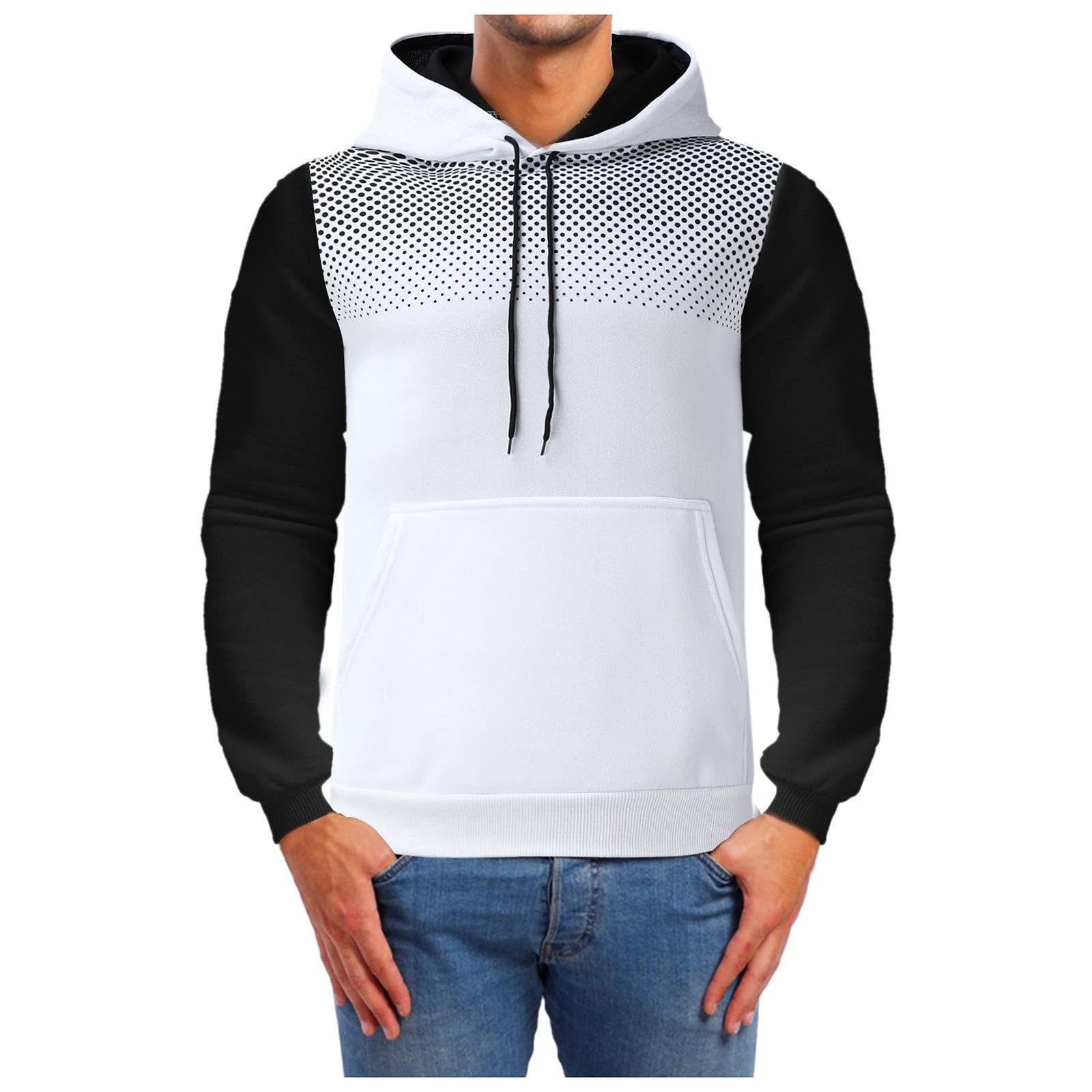 Men's Polka Dot Hoodie - Winter & Autumn Sports Fitness Pullover with Hood - Casual Wear for Gym, Running, Outdoor Activities & Street Style