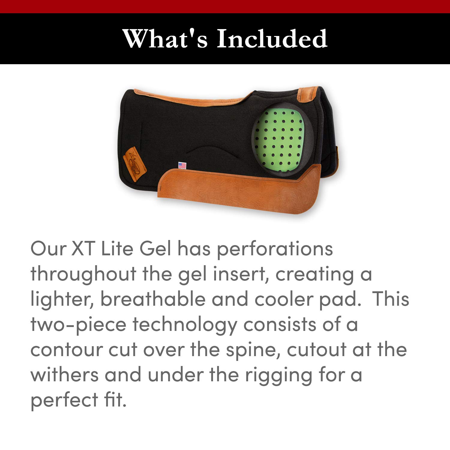 Impact Gel Contour Saddle Pad XT Lite Gel - Shock Absorbing Horse Riding Pad for Comfort & Performance - Perfect for Trail Riding, Dressage & Jumping