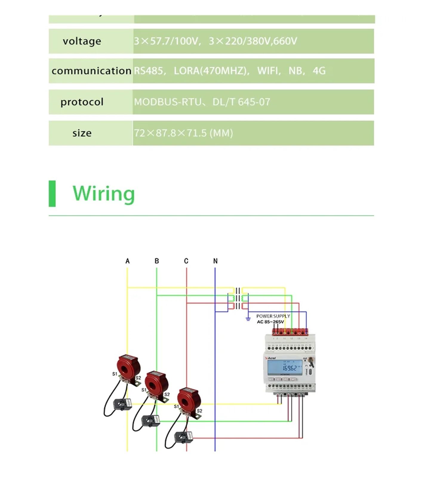 ADW300 4GHW 3 Phase Smart Energy Meter with Communication Module, AC 230V - Monitor Electricity Usage for Industrial, Commercial & Residential Applications