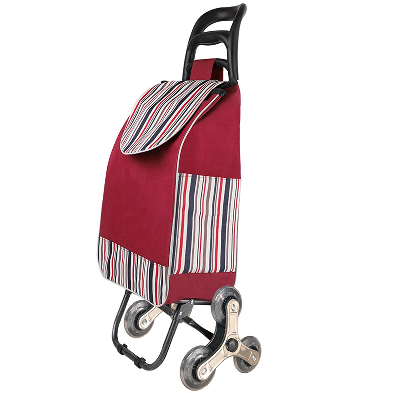 DUTUI Insulated Folding Shopping Cart with Wheels - Portable Grocery Cart for Stair Climbing, Red | Perfect for Grocery Shopping, Picnics & Outdoor Activities