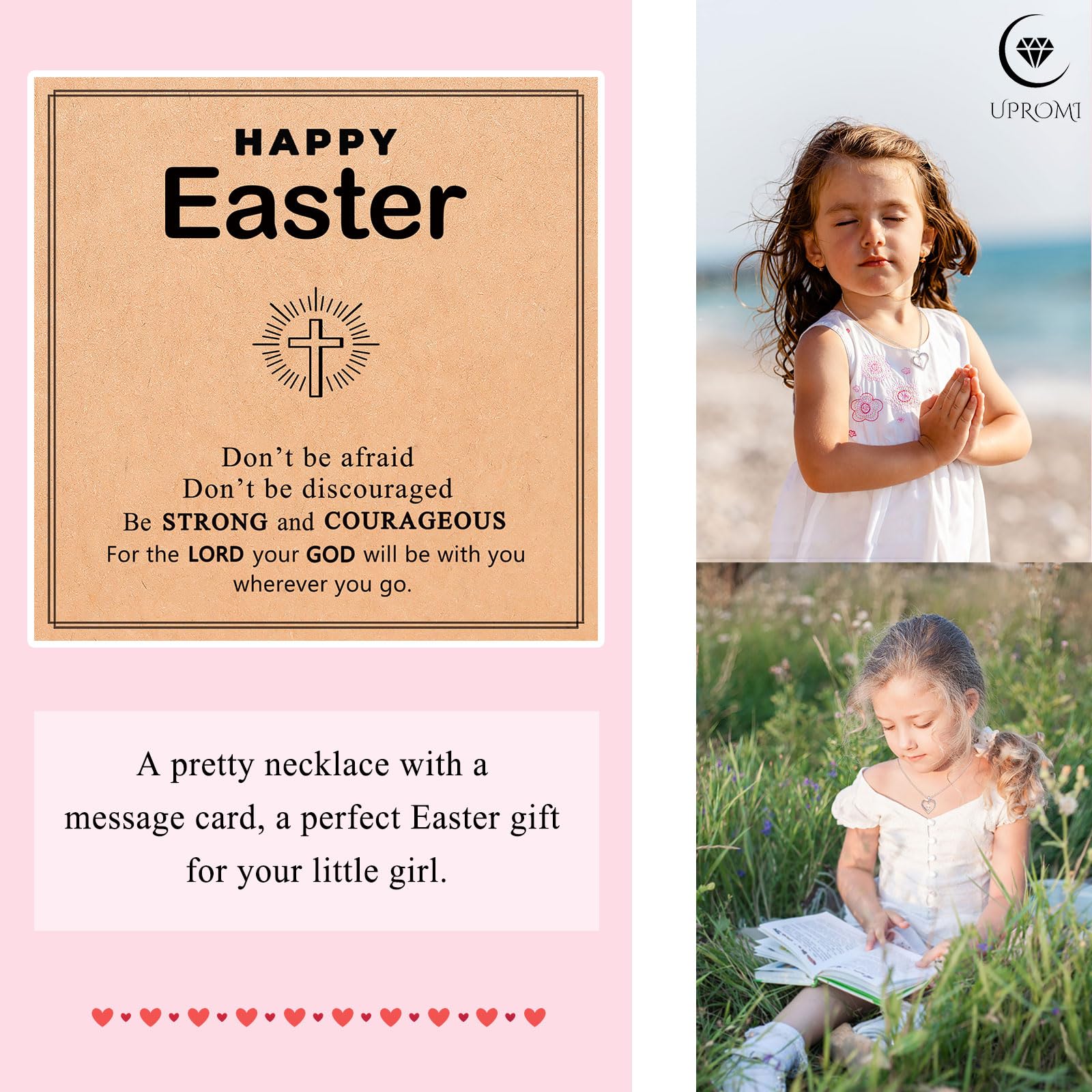 UPROMI Cross Necklace for Girls - Elegant Religious Jewelry for Baptism, First Communion, Confirmation, Graduation & Back to School Gifts | Perfect for Church, Weddings, Daily Wear & Special Occasions
