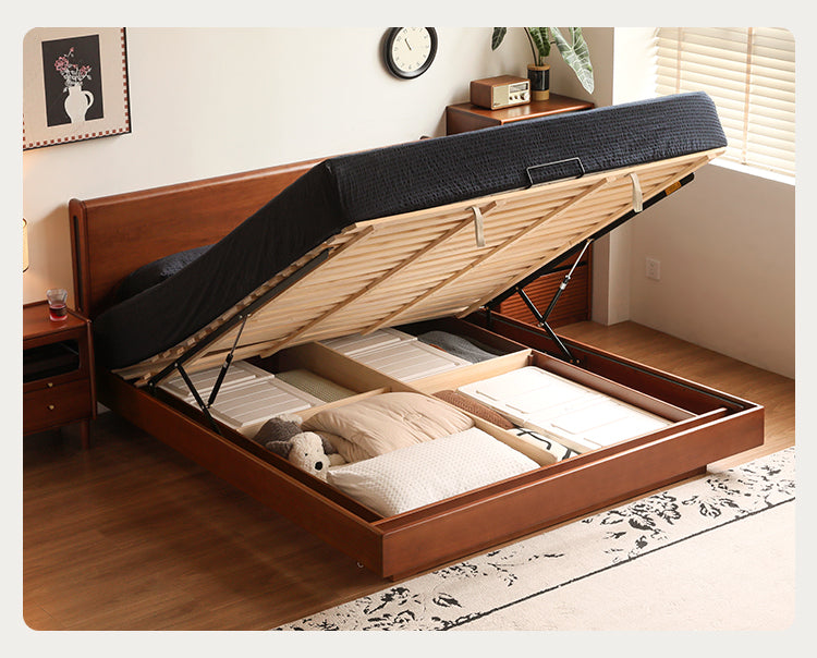 Solid Poplar Wood Storage Bed with Underbed Drawers - Perfect for Small Bedrooms, Kids Rooms & Guest Rooms - Space Saving Bed Frame with Hidden Storage Compartments