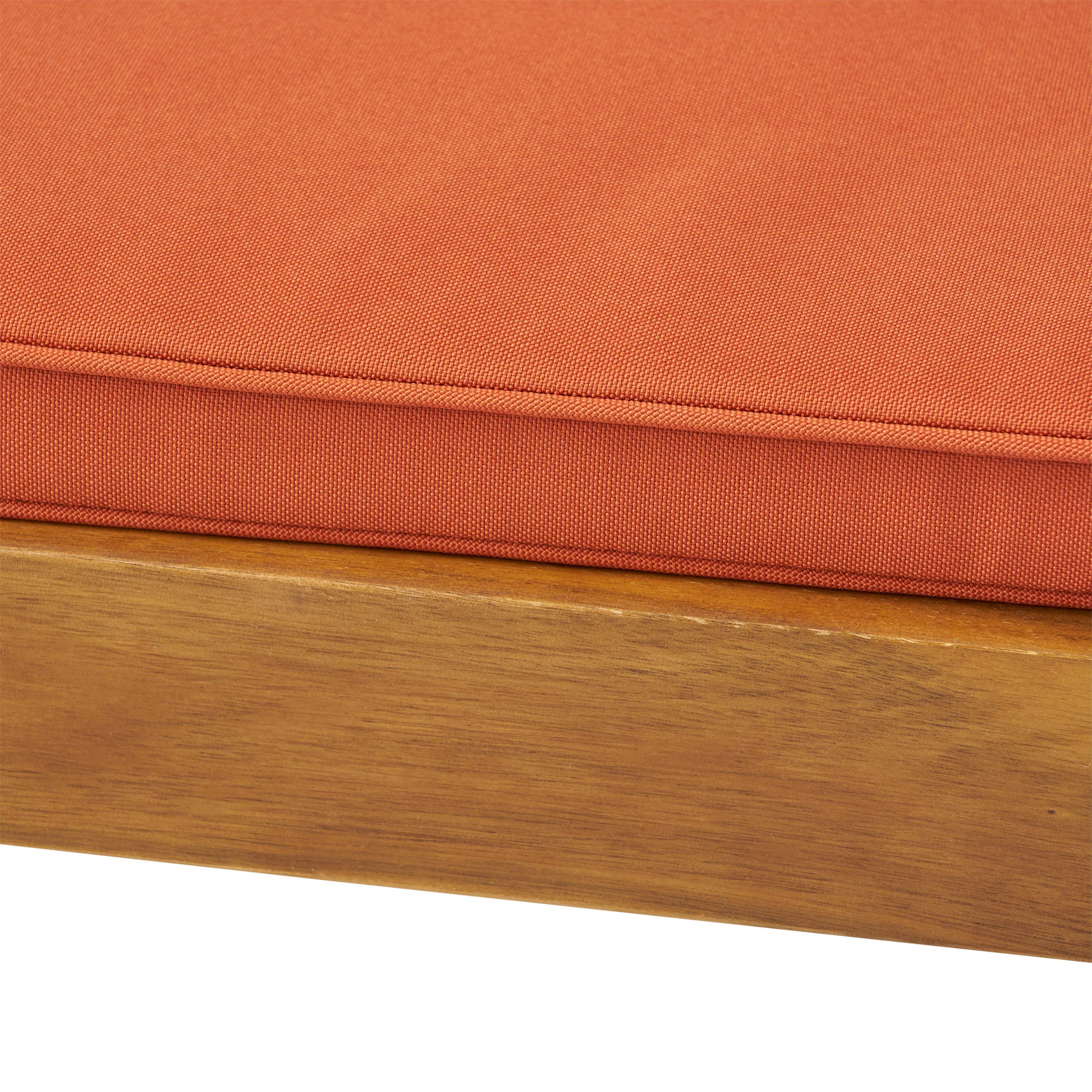 Premium Acacia Wood Outdoor Chaise Lounge with Rust Orange Cushion Set - Durable Patio Furniture for Poolside Relaxation & Garden Lounging
