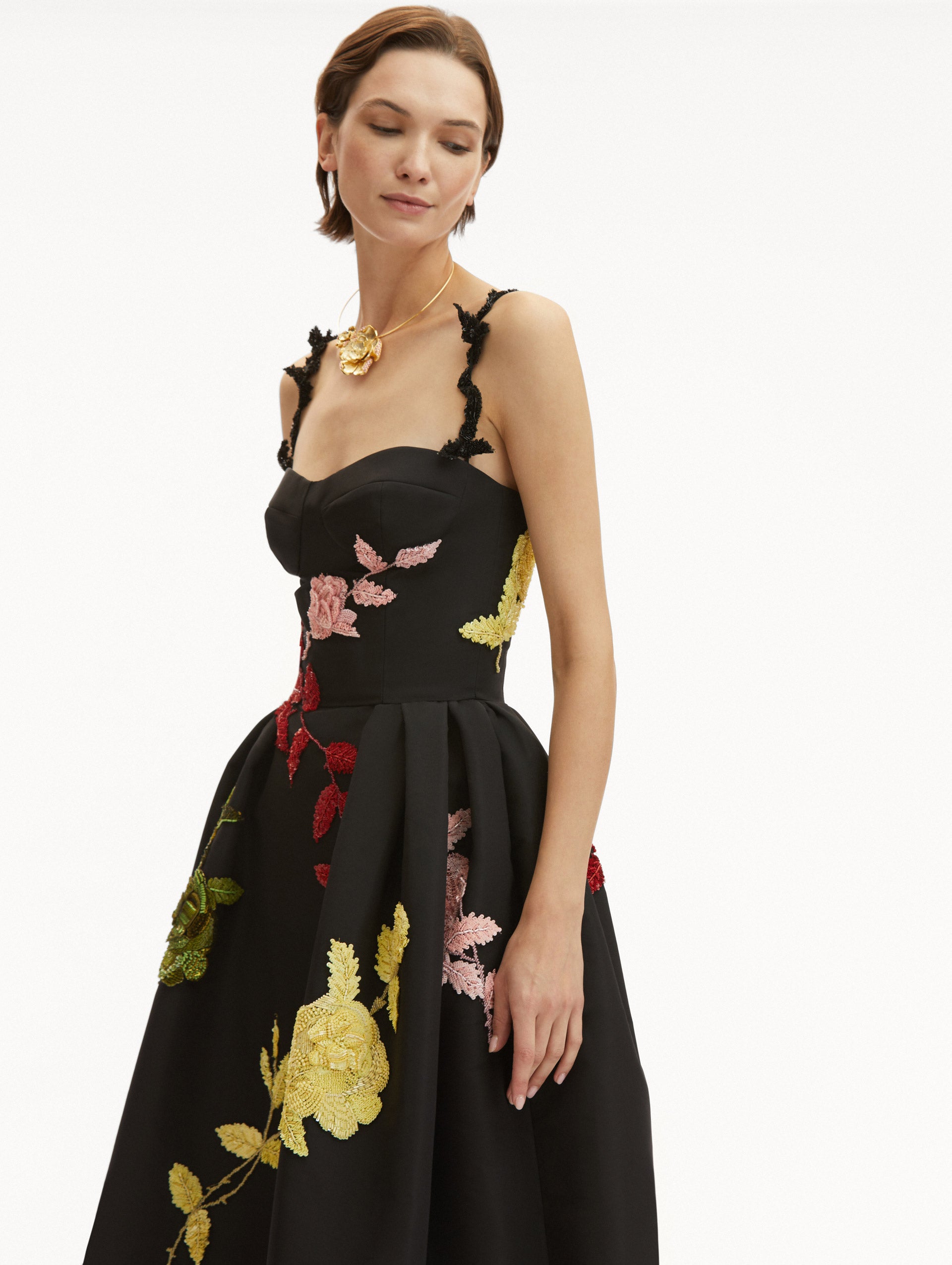 Elegant English Rose Embroidered Cocktail Dress for Women - Perfect for Weddings, Parties & Special Occasions