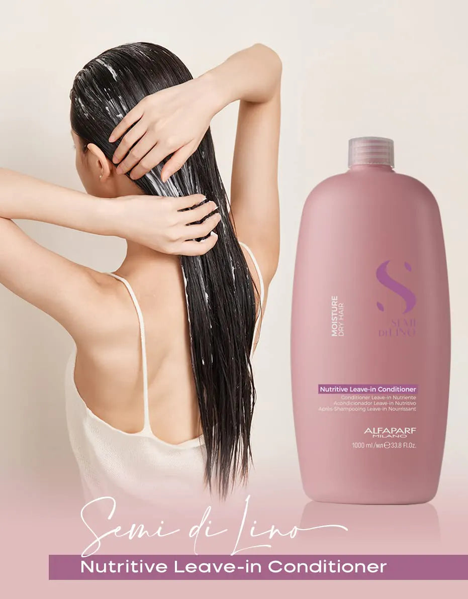 Alfaparf Milano Semi Di Lino Moisture Nutritive Low Shampoo & Leave-In Conditioner Set - 1 Liter Duo for Dry, Damaged Hair - Salon Quality Hydration for Smooth, Shiny Hair at Home