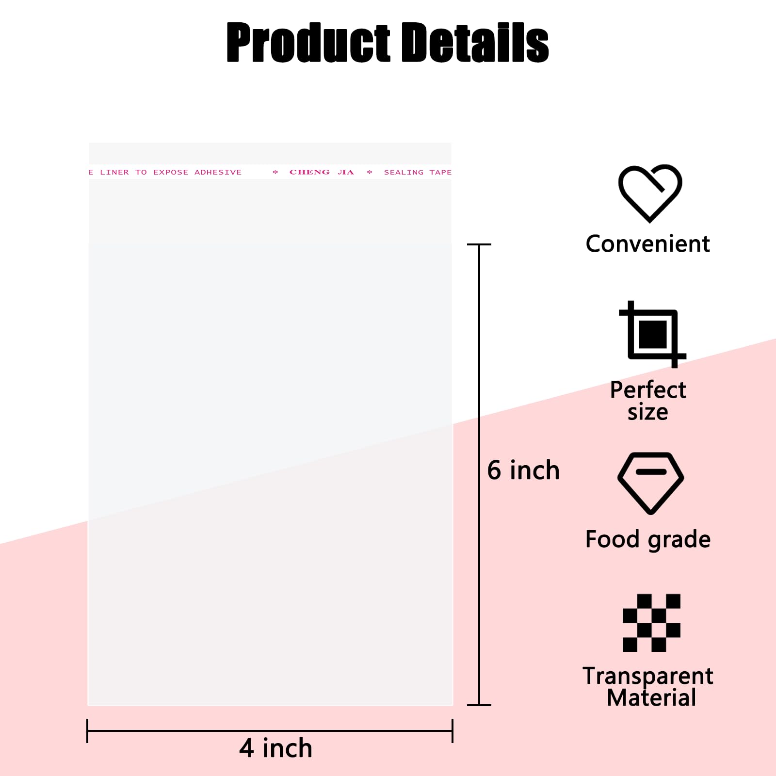 200 Pcs 4x6 Inch Clear Self Sealing Cellophane Cookie Bags - Bakery Packaging, Gift Wrapping & Party Favors for Cookies, Candies, Treats & Small Gifts