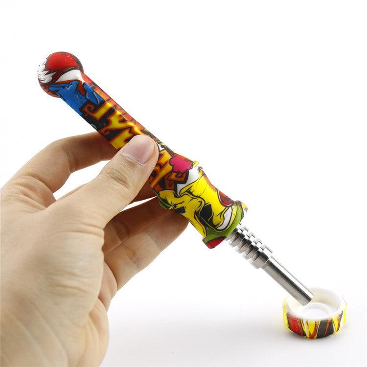 Premium Silicone Nectar Collector with Titanium Tip - Portable Honey Straw Dab Kit for Concentrates | Multi-Color Options | Lightweight Design for On-The-Go Dabbing & Wax Sessions