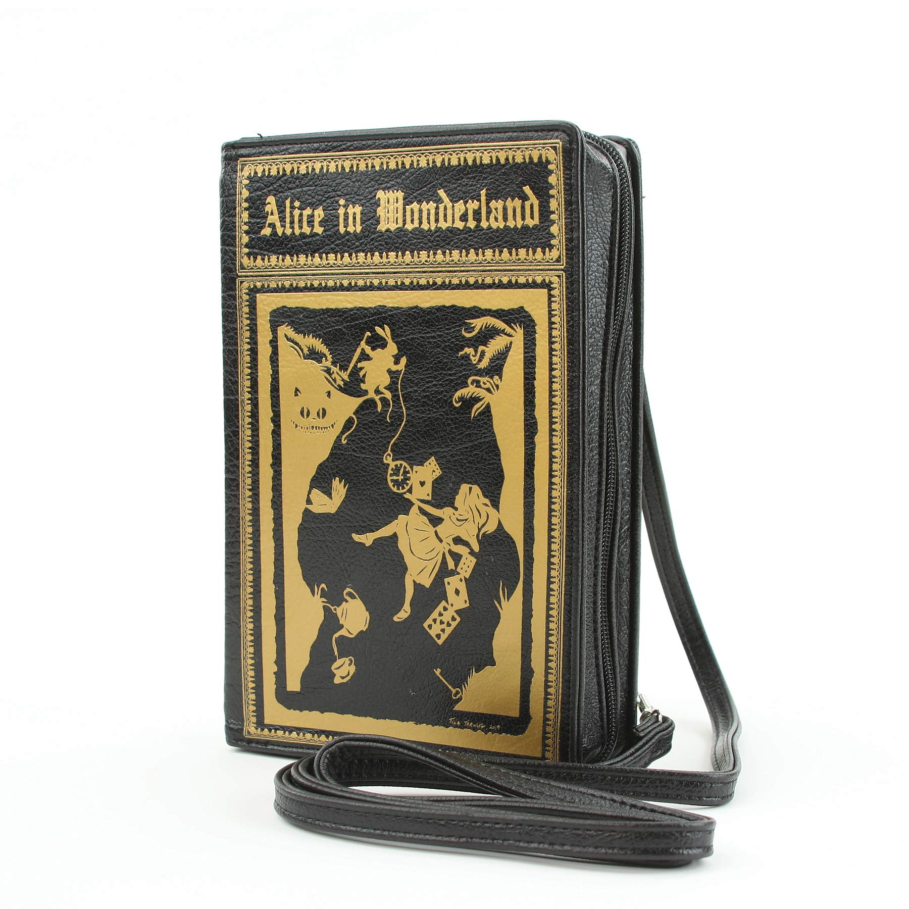Alice in Wonderland Book Clutch Crossbody Bag - Vinyl Novelty Handbag for Women, Cosplay & Disney Themed Events
