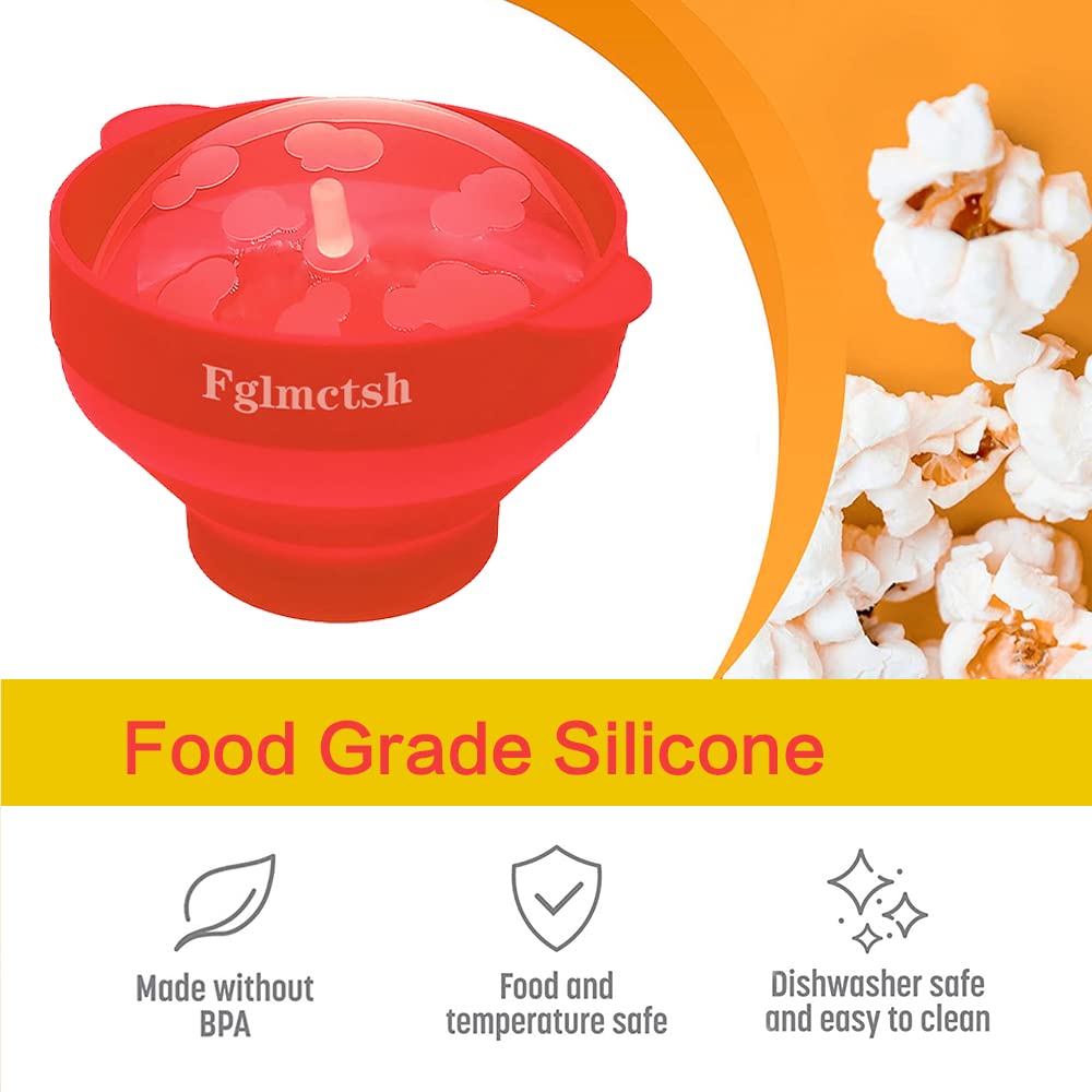 BPA-Free Silicone Microwave Popcorn Popper - Collapsible Hot Air Popcorn Maker Bowl (Red/Blue) | No Oil Needed | Perfect for Movie Nights, Snack Time & Healthy Eating