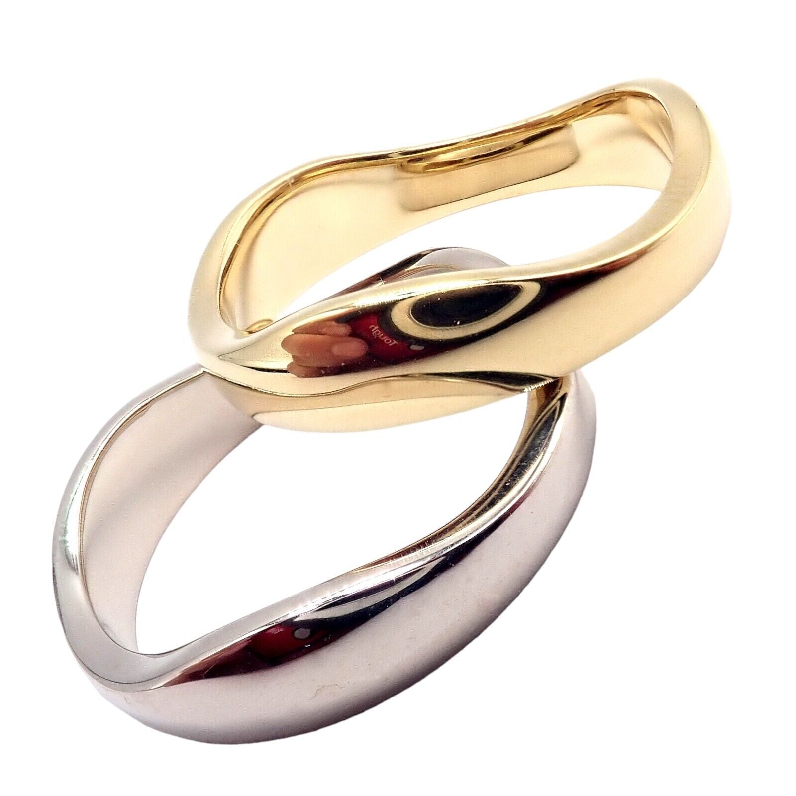 Authentic Cartier 18K Yellow & White Gold Two-Tone Stackable Puzzle Band Ring - Size 50 (US 5.25) | Luxury Jewelry Gift for Women, Anniversary & Special Occasions