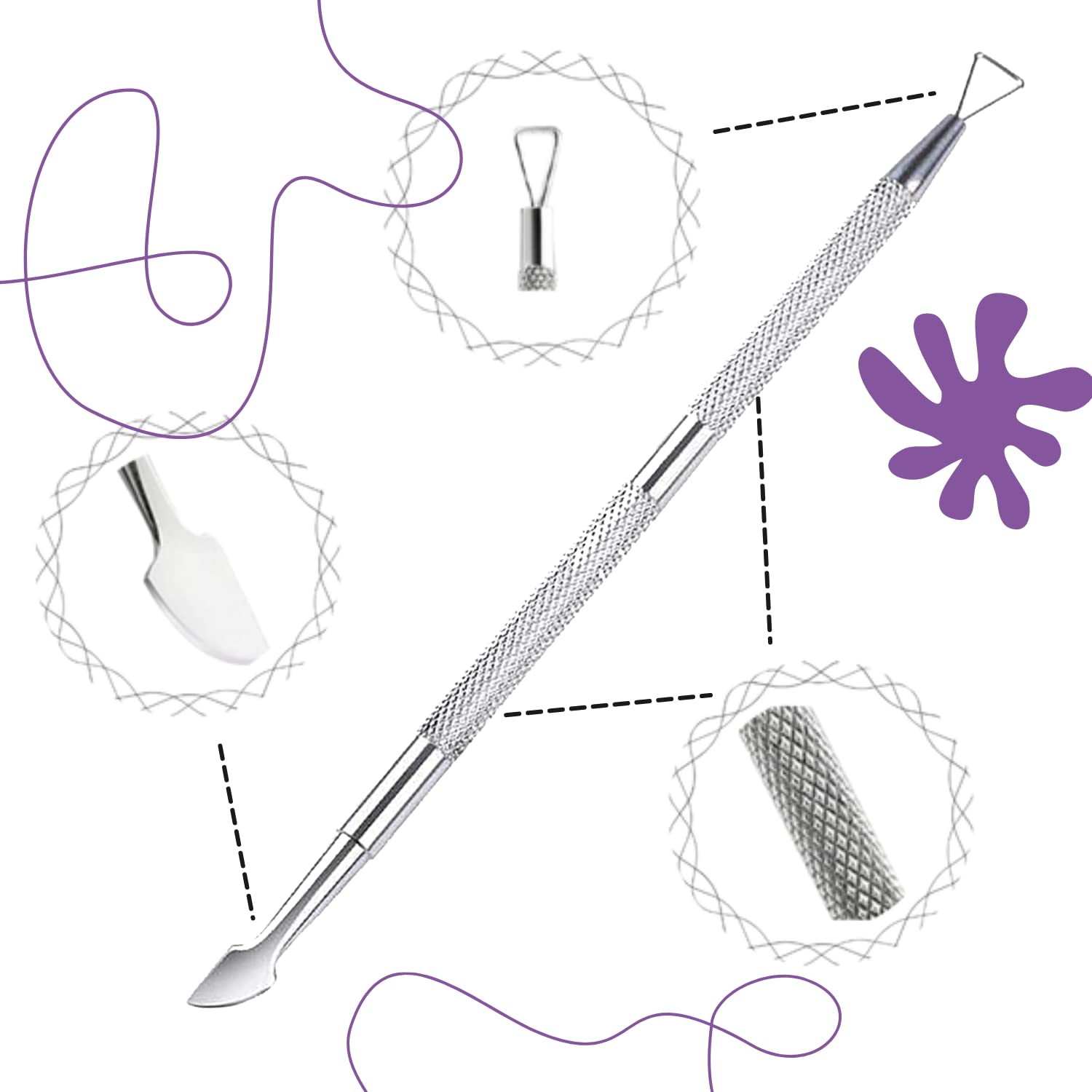 Professional Stainless Steel Gel Polish Remover Tool & Cuticle Scraper - Nail Pusher for Gel Nails & Dirt Cleaner | Perfect for Salon & Home Manicure | Sizler Beauty
