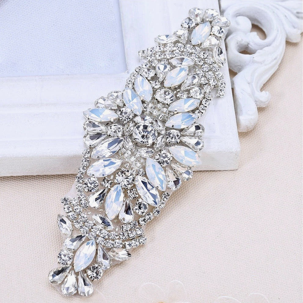Tamryn Swarovski Opal & Pearl Wedding Belt - Elegant Bridal Sash for Bridesmaids, Flower Girls & Formal Occasions