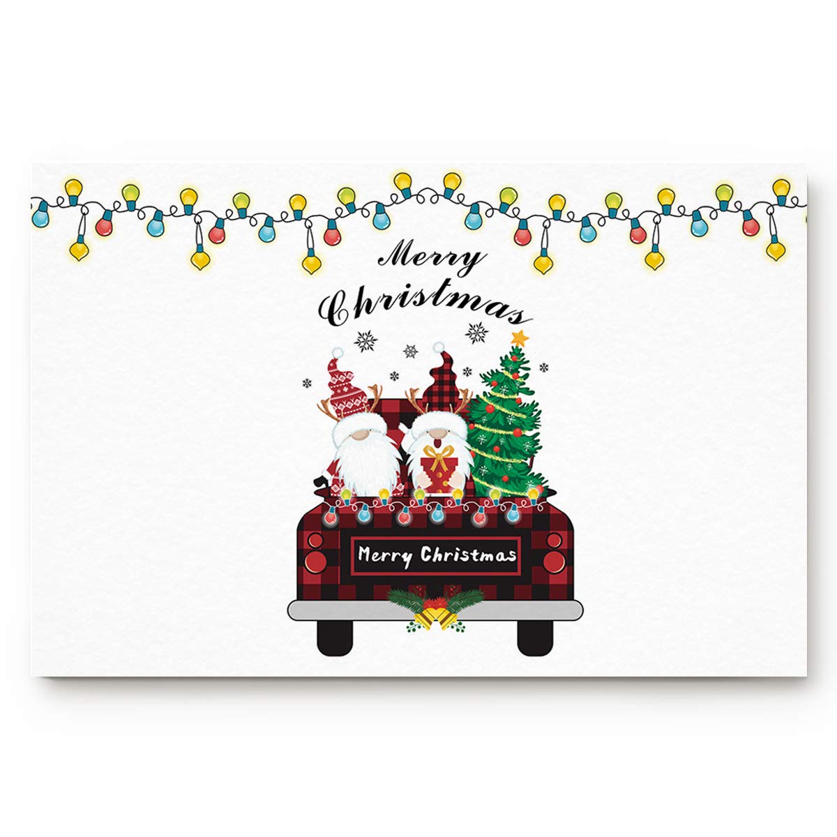 Christmas Gnomes Plaid Truck Snowflakes Non-Slip Door Mat - 16
