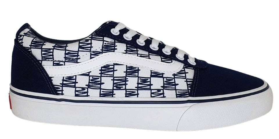 Vans Men's Ward Low-Top Sneakers in Navy with Scribble Design - Casual Skate Shoes for Streetwear & Everyday Comfort