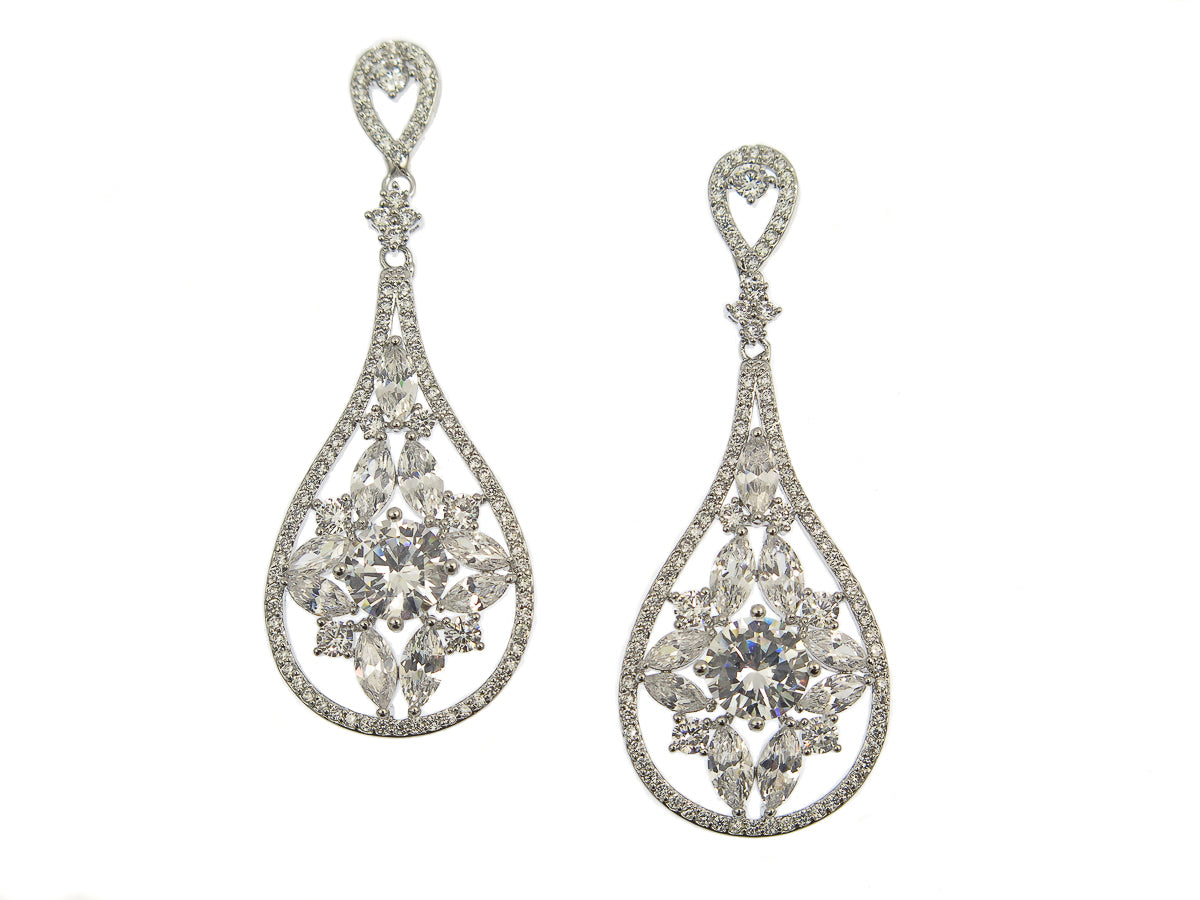 Genuine Crystal Statement Earrings for Women – Elegant Dangle Drop Earrings for Party, Wedding & Evening Events – Luxury Fashion Jewelry Gift