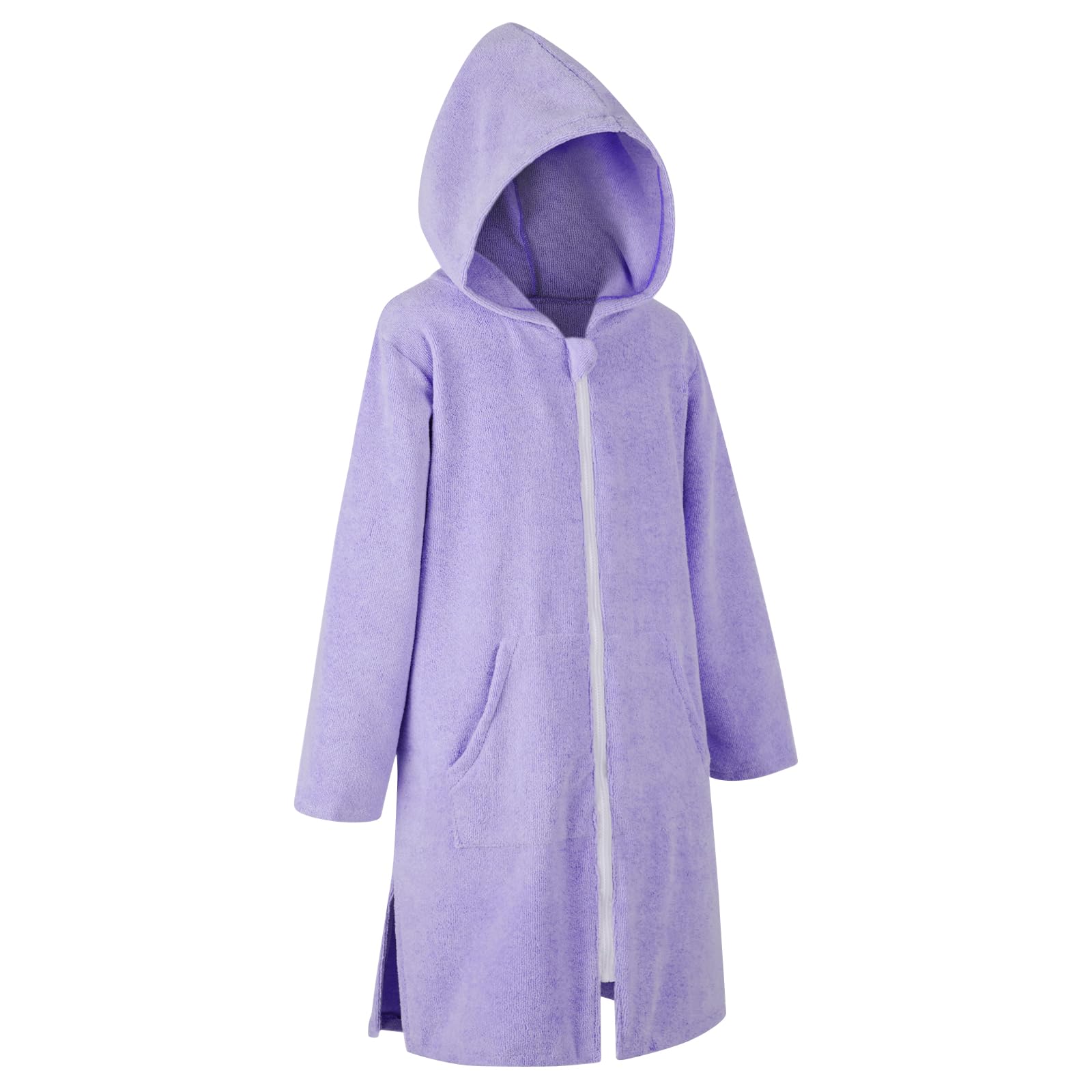 MissShorthair Kids Hooded Towel Robe with Zipper - Soft Beach Cover Up & Swim Changing Robe for Boys and Girls - Quick Dry Bath Towel Poncho for Pool, Beach & After Shower