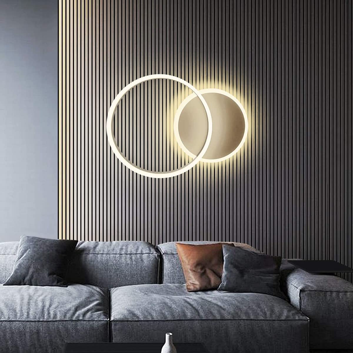 Modern Acrylic 2-Ring Dimmable LED Ceiling Chandelier with Remote Control - White Contemporary Lighting Fixture for Living Room, Dining Table, Bedroom & Kitchen Island - Perfect for Home Decor and Ambient Lighting