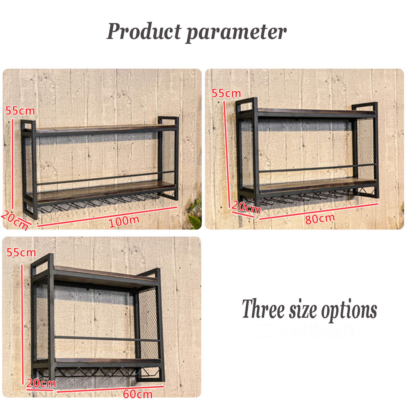 Stainless Steel Wall Mounted Wine Rack with Stemware Holder - 2-Tier Hanging Wine Bottle Organizer for Kitchen, Living Room & Home Decor (80x20x55cm) - Perfect for Small Spaces & Entertaining Guests