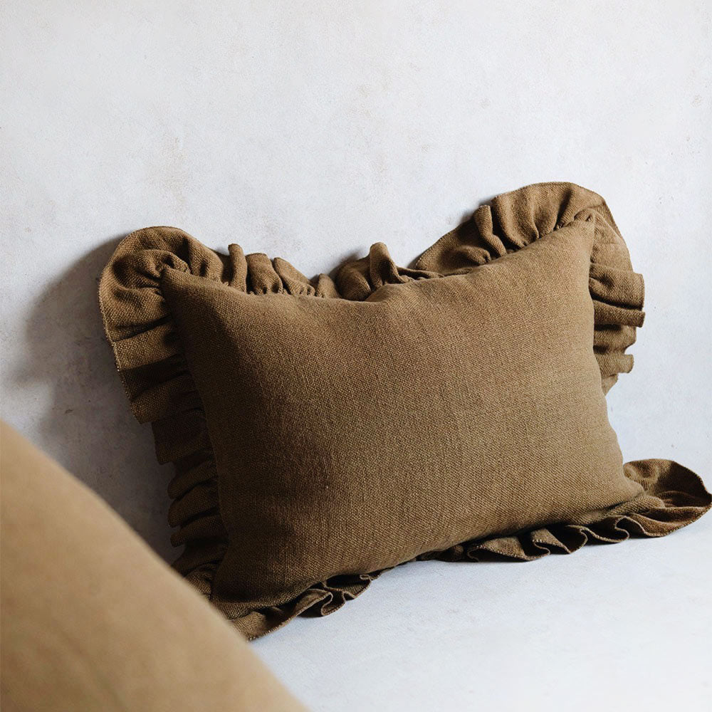 Premium Heavyweight Linen Pillow Cover - Mustard Yellow - Breathable & Durable Home Decor for Living Room, Bedroom, or Sofa