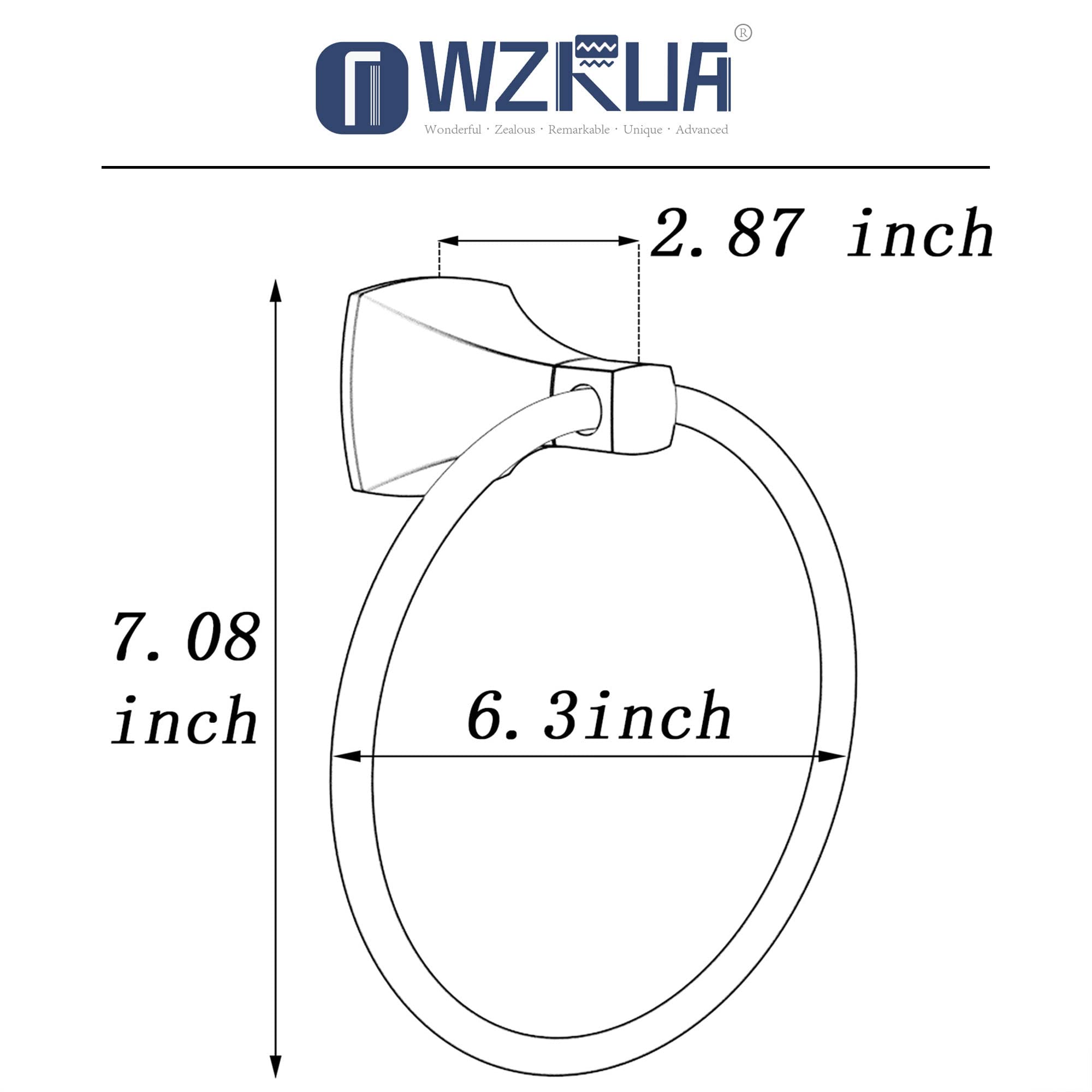 Matte Black Stainless Steel & Zinc Alloy Wall Mounted Towel Ring Holder - Bathroom & Kitchen Hand Towel Hanger for Home Decor and Spa Style Organization