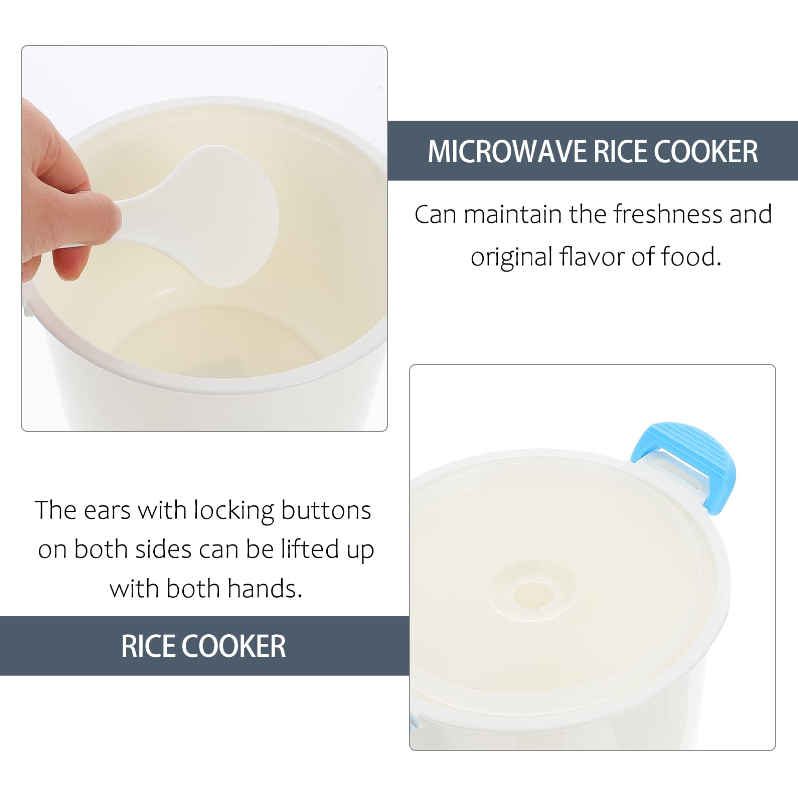 HEMOTON Microwave Rice Cooker - Small Microwave Cooker for Rice, Soup, Chicken & Pasta | Food Grade Steamer & Microwavable Food Container | Perfect for Dorm, Office & Quick Home Meals